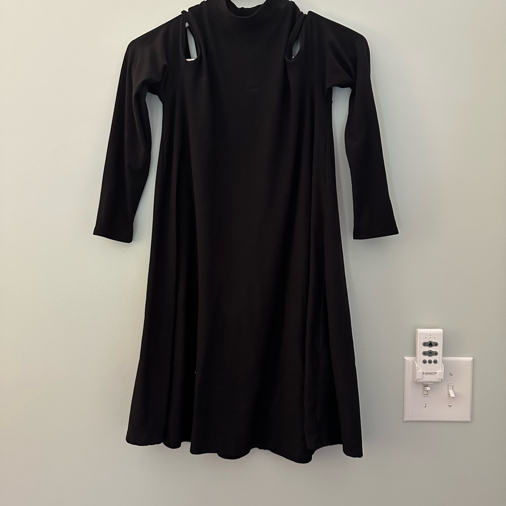 Black A-Line Mock Neck Cocktail Dress